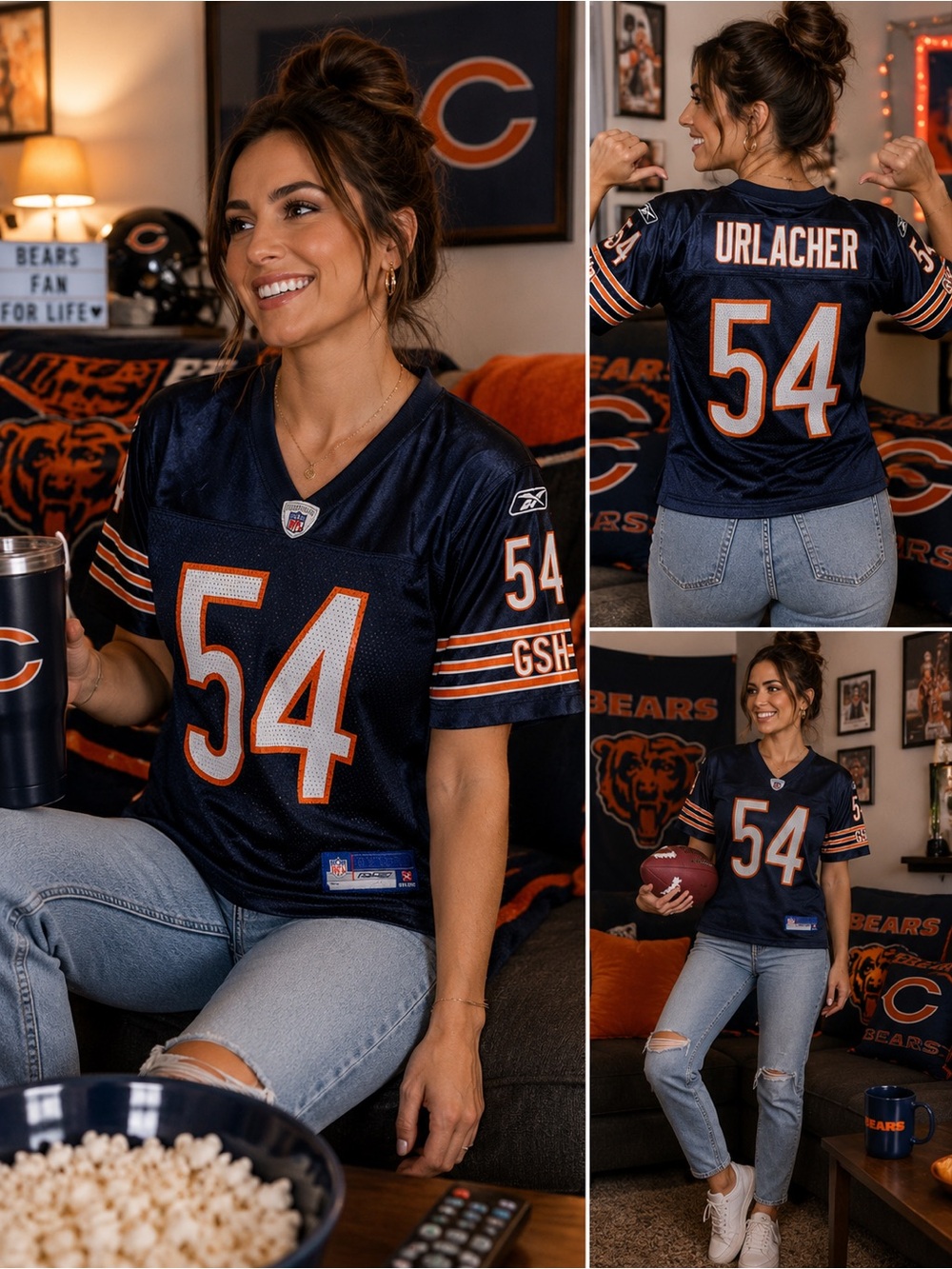 Vintage Reebok Chicago Bears Brian Urlacher #54 NFL Jersey Women’s Small